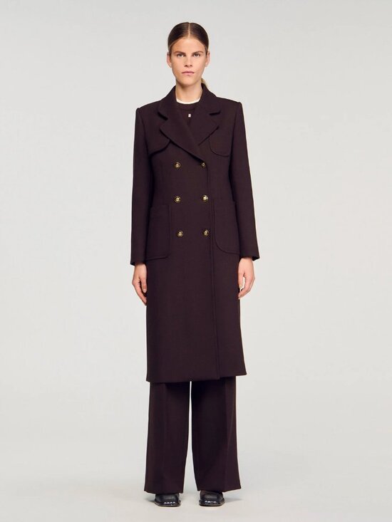 Sandro Jackets & Blazers - Sandro Double Breasted Coat in Brown, size 38. Fits like a size 6